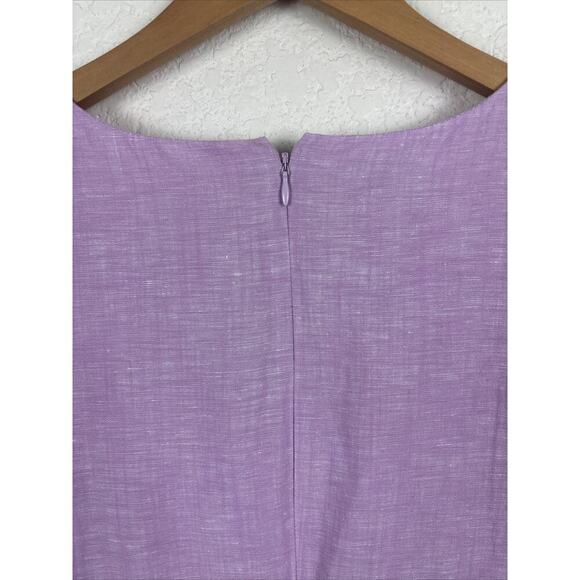 Talbots Womens Linen Dress Sz 10 Purple Embroidered Easter Spring Wedding Shower - Picture 5 of 8